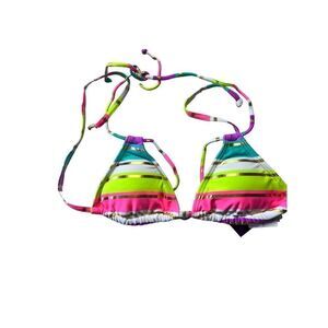 Lascana Women's Multi-Color Striped Print String Bikini Top Size 34 A/B NWT